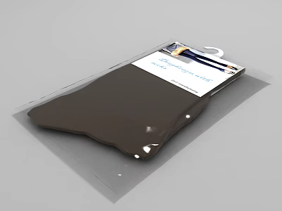 Brown Pad Product In Transparent Packaging With Label And Hanging Tab 3d model