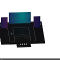 3D Stage Installation With W Shaped Geometric Structure Colorful Panels Control Panel And Figure