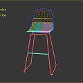 Pink Modern Bar Stool With Geometric Metal Frame And High Legs Design
