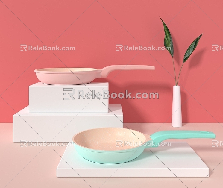 frying pan kitchen cookware 3d model