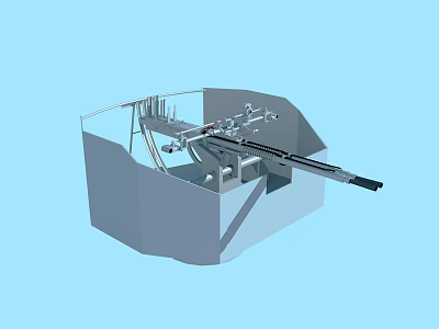 Naval Automatic Weapon System 3D Model with Gun Barrel and Mounting Structure 3d model
