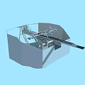 Naval Automatic Weapon System 3D Model with Gun Barrel and Mounting Structure