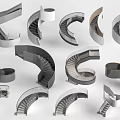 Various Spiral Staircase Designs With Curved Structures And Modern Styles 3d model