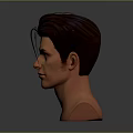 Realistic Man 3D Head Model with Brown Hair and Detailed Facial Features