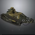 Vintage Military Tank Vehicle With Metal Tracks Turret And Camouflage Paint Finish