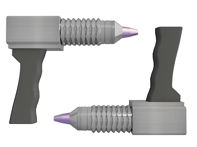 Industrial Equipment Featuring Spiral Metal Structure Pointed Tip And Ergonomic Handle Grip 3d model