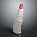 White Ceramic Vessel With Red Top And Textured Artistic Surface Design 3d model