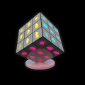 Modern Illuminated Cube Garden Decor With Colorful Patterns And Pink Base 3d model