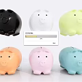 Colorful Piggy Bank Ornament Set with Various Hues for Home Decor