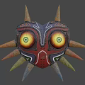 Heart Shaped Decorative Hat With Vibrant Colored Eyes Spiked Decorations And Intricate Textures