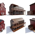 Miniature House Models Collection Featuring Various Architectural Styles Roofs And Colors 3d model
