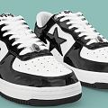 modern shoes sneaker black white 3d model