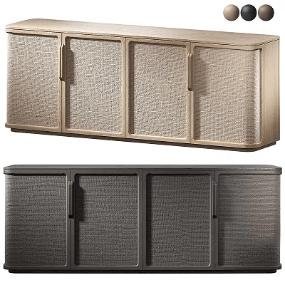 Contemporary Entryway Cabinet And Side Cabinet With Textured Doors Metal Handles 3d model