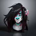 Fantasy Lion Head Game Movie Character With Long Hair Pointed Ears And Glowing Lines
