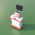 White Mobile Medical Device Cart With Monitor Keyboard And Pink Component