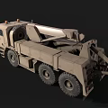 Beige Military Truck With Crane And Six Wheel Heavy Duty Structure