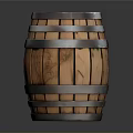 Rustic Wooden Barrel With Metal Hoops For Household Storage And Decor