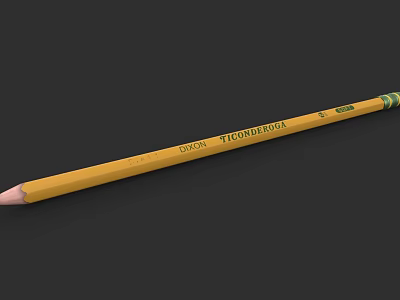 Yellow Ticonderoga Number 2 Pencil With Green Stripe On Black Background 3d model