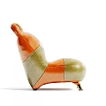Cute Orange And Green Single Sofa With Bear Ears White Accents And Golden Legs