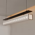 Modern Rectangular Pendant Light with Circular Light Holes in Black and White Minimalist Interior