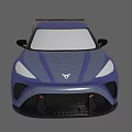 Blue And Gray Sports Car Model With Streamlined Design And Rear Spoiler