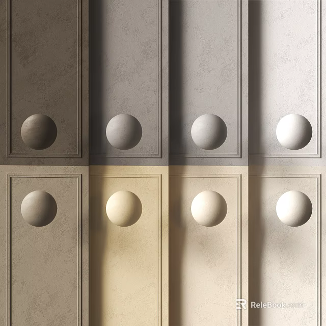 Stylish Wall Panels With Circular Details In Different Color Tones 3d model 