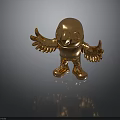 Golden Decorative Sculpture With Outstretched Wings Standing On Reflective Surface