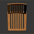 Orange Wooden Chair Featuring Slatted Back And Slatted Seat Simple Design