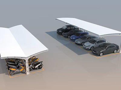 Modern Outdoor Carport Canopy Covered Parking for Motorcycles and Cars 3d model