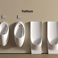 Poliform Modern Urinals Design On Beige Wall With Wooden Floor