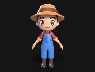 Cartoon Farmer Boy Cartoon Character Anime Character Little Boy Student Little Boy Farmer 3d model