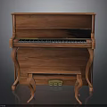 Elegant Brown Wooden Piano Furniture With Matching Bench And Carved Legs