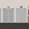 Gray Fire Doors With Exit Signs And Fire Hydrant Safety Equipment 3d model