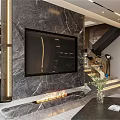 Luxury Modern Living And Dining Interior With Marble Finishes Illuminated Stairs And Panoramic City View