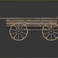 Vintage Wooden Cart With Four Spoked Wheels And Rustic Structure Design