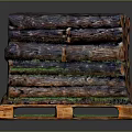 Natural Wooden Logs Stacked On Pallet Forming A Neat Pile With Wood and Stone Texture