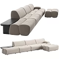Modern Modular Sectional Sofas Upholstered In Warm Brown Light Beige And Gray Tones 3d model