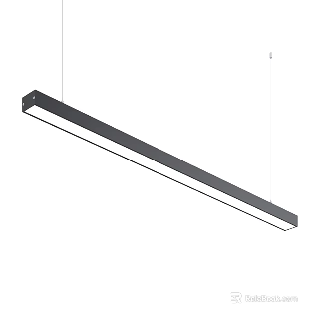 Modern Long Hanging Pendant Light With Black Frame And White Lampshade 3d model 