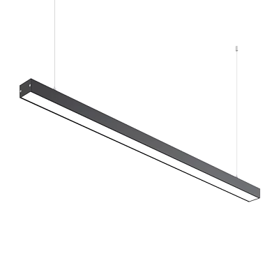 Modern Long Hanging Pendant Light With Black Frame And White Lampshade 3d model