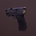Modern Futuristic Weapon Pistol with Metallic Body and Textured Grip Design Featuring WeaponTech Branding Elements