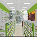 Specialty Store Interior With Green Walls Bright Lighting Shelves Full Of Products And Counters