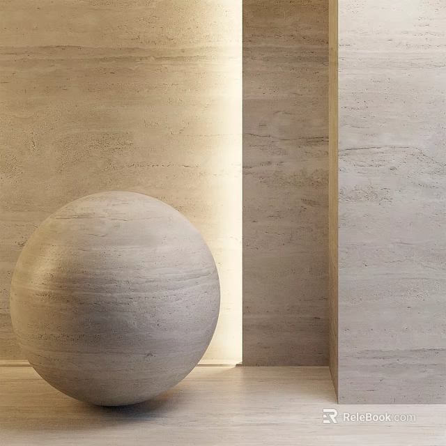 Architectural Sphere Component With Light Colored Stone Wall And Wooden Floor 3d model