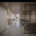 Modern Restaurant Interior Design With Two Story Layout Chandelier Lighting And Green Plants