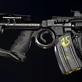 Modern Tactical Rifle With Black Body Yellow Magazine And Tactical Scope