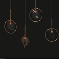 Modern Hanging Pendant Lights With Gold Metal Frames And Colored Glass Globes