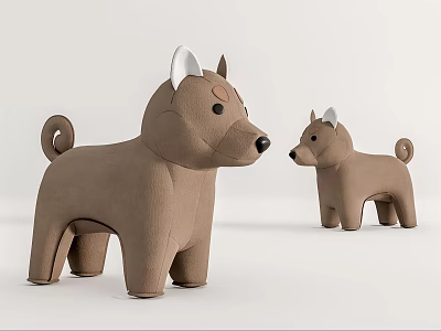Brown Dog Dolls with White Ears Big and Small Sizes for Kids Play 3d model