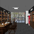 Tobacco and Liquor Store Interior with Tea Rice Area Wine Racks and Glass Windows