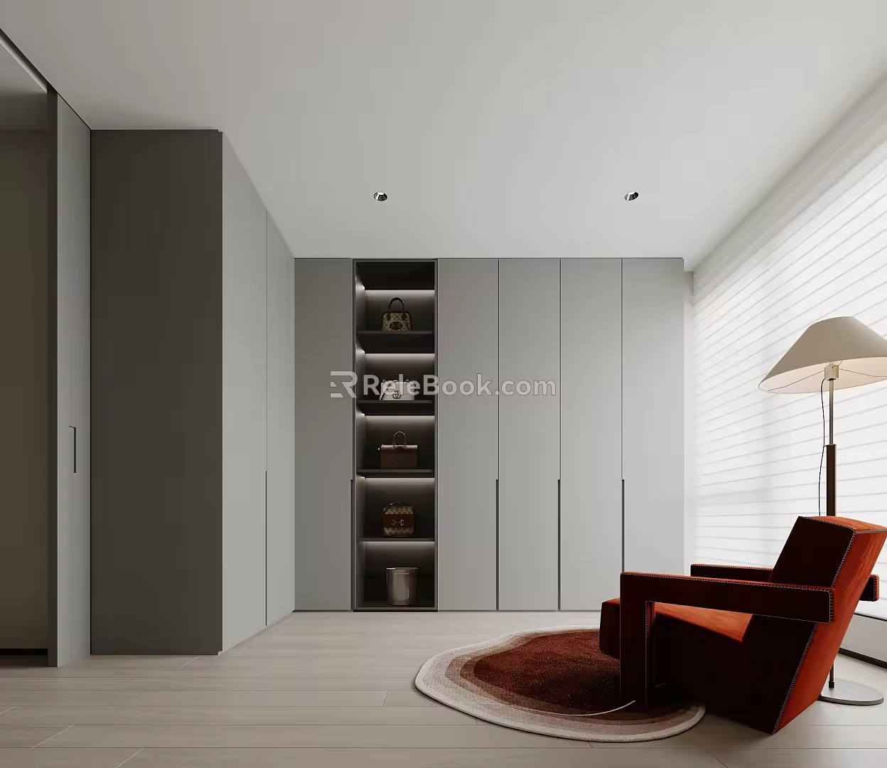Cloakroom Casual Single Sofa Chair Carpet Floor Lamp 3d model