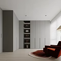 Cloakroom Casual Single Sofa Chair Carpet Floor Lamp 3d model