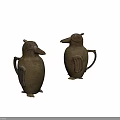 Brass Penguin Shaped Containers Set With Carved Details And Handles